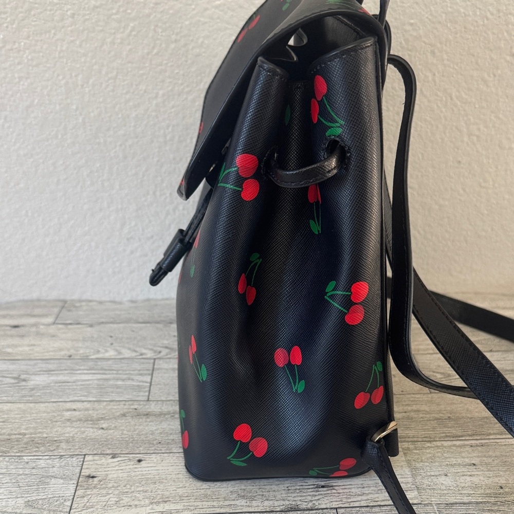 Kate Spade Lizzie Med Flap Tossed Cherry Print Backpack - Picture 4 of 12